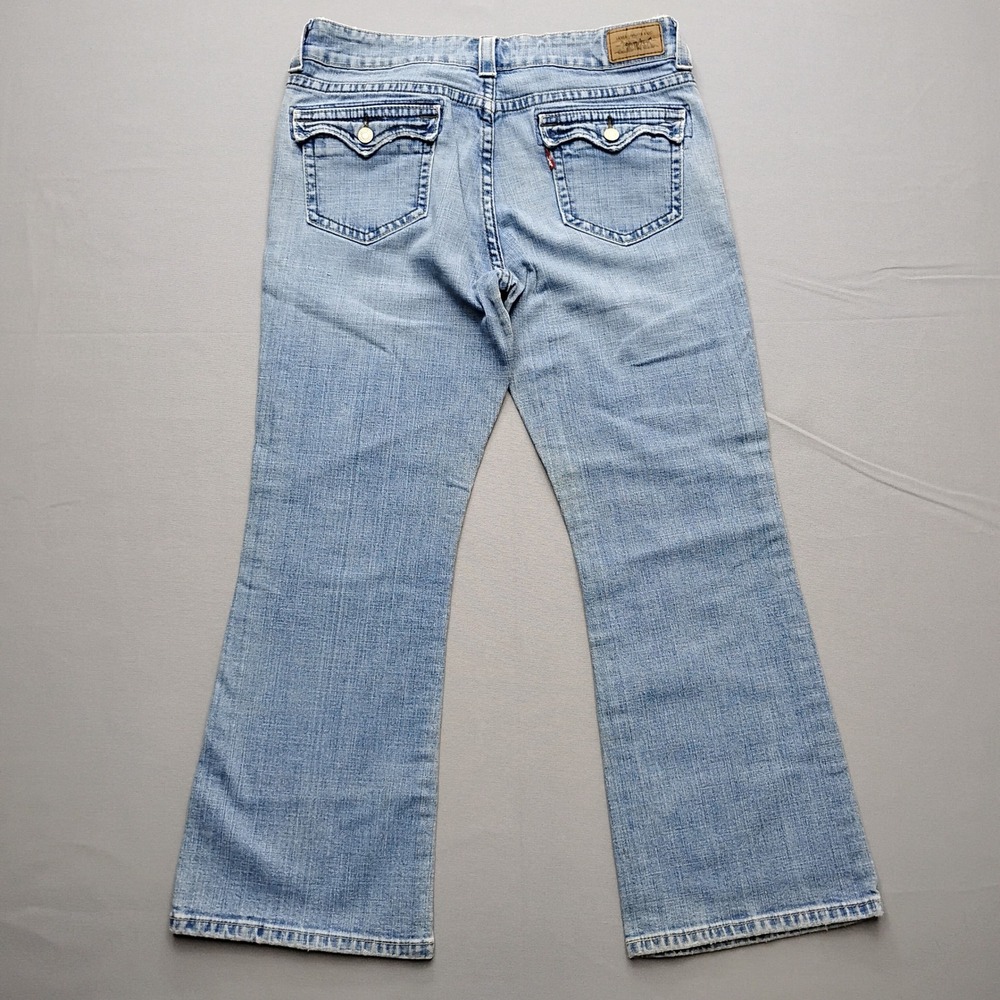 Levis 515 Flare Jeans Womens 14PM Light Wash Denim Mid Rise Petite Stretch 3458 - Picture 2 of 9